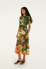 Load image into Gallery viewer, Oriental Garden Short Sleeve Maxi Dress in Multicolor
