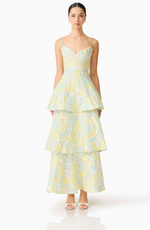 Load image into Gallery viewer, Penelope Tiered Gown in Yellow/Blue
