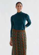 Load image into Gallery viewer, Mock Neck A-Line Sweater in Dark Green
