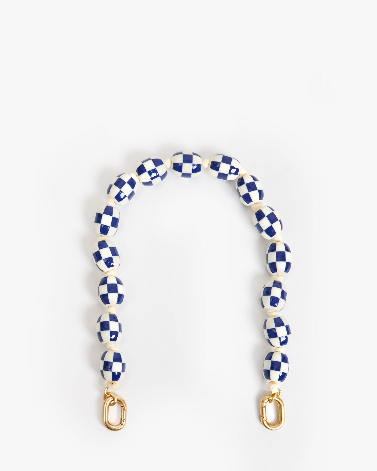 Shortie Strap in Blue/ Cream Checker
