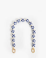 Load image into Gallery viewer, Shortie Strap in Blue/ Cream Checker
