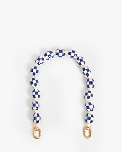 Shortie Strap in Blue/ Cream Checker