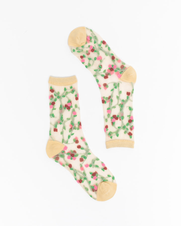 Sheer Rosettes Crew Sock