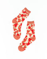 Load image into Gallery viewer, Strawberry Daisy Ruffle Sheer Crew Sock
