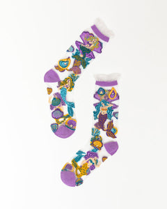 Whimsical Mermaid Ruffle Sheer Crew Sock