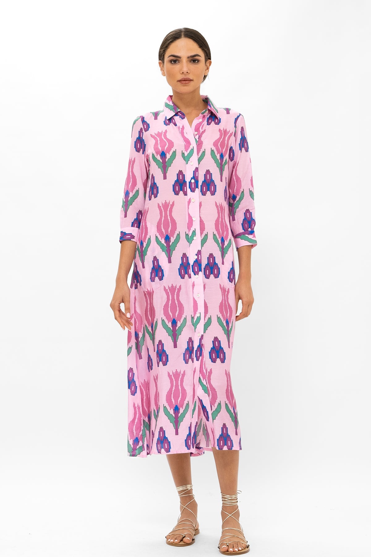 Shirt Dress in Sumba Pink