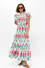 Load image into Gallery viewer, Tiered Maxi Skirt in Sumba Red
