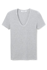 Load image into Gallery viewer, Avril Ribbed U-Neck Short Sleeve Tee in Heather Grey
