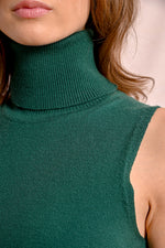 Load image into Gallery viewer, Sleeveless Turtleneck Sweater in Dark Green
