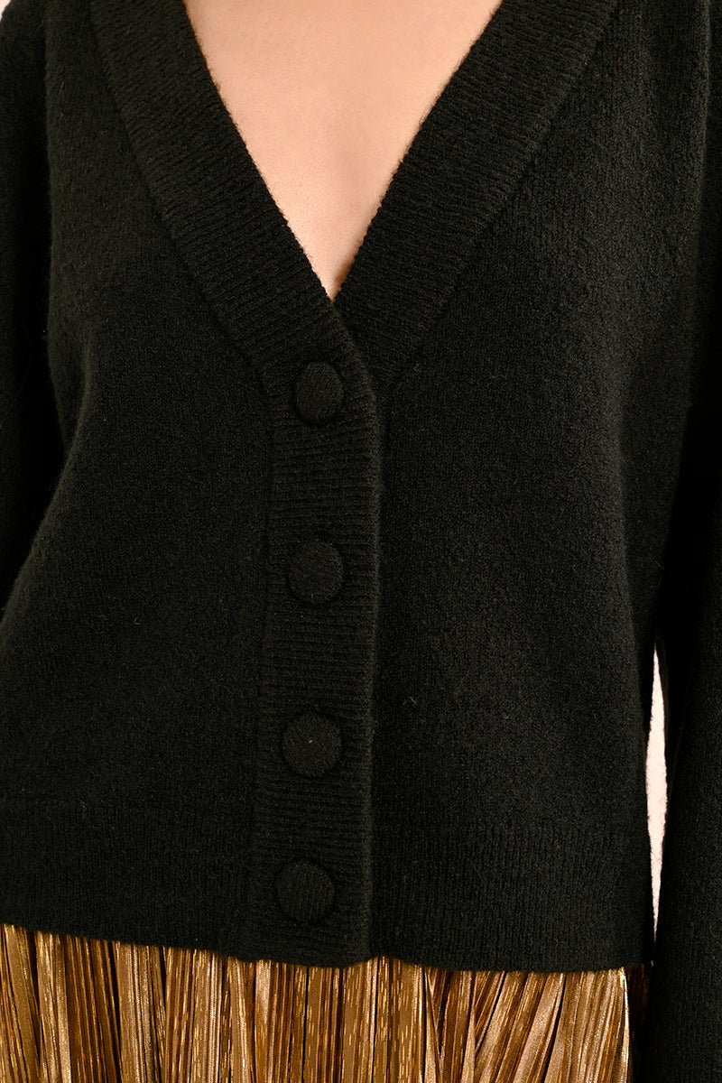 Four Button Cardigan in Black