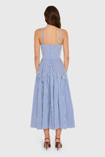 Load image into Gallery viewer, Spencer Midi Dress in Blue Ivory
