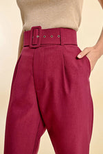 Load image into Gallery viewer, Belted Straight Leg Trouser in Purple
