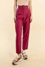 Load image into Gallery viewer, Belted Straight Leg Trouser in Purple
