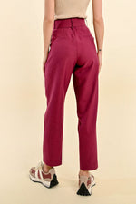 Load image into Gallery viewer, Belted Straight Leg Trouser in Purple
