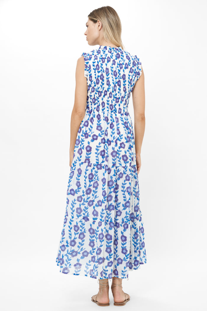 Sleeveless Smocked Maxi Dress in Toscana Blue