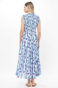 Sleeveless Smocked Maxi Dress in Toscana Blue