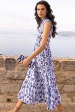 Load image into Gallery viewer, Sleeveless Smocked Maxi Dress in Toscana Blue

