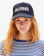 Load image into Gallery viewer, Trucker Hat in Navy w/ Cream &amp; Citron Californie
