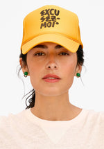 Load image into Gallery viewer, Trucker Hat in Marigold Excusez Moi
