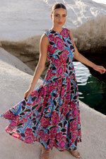 Load image into Gallery viewer, Sleeveless Piped Maxi Dress in Umbria Blue
