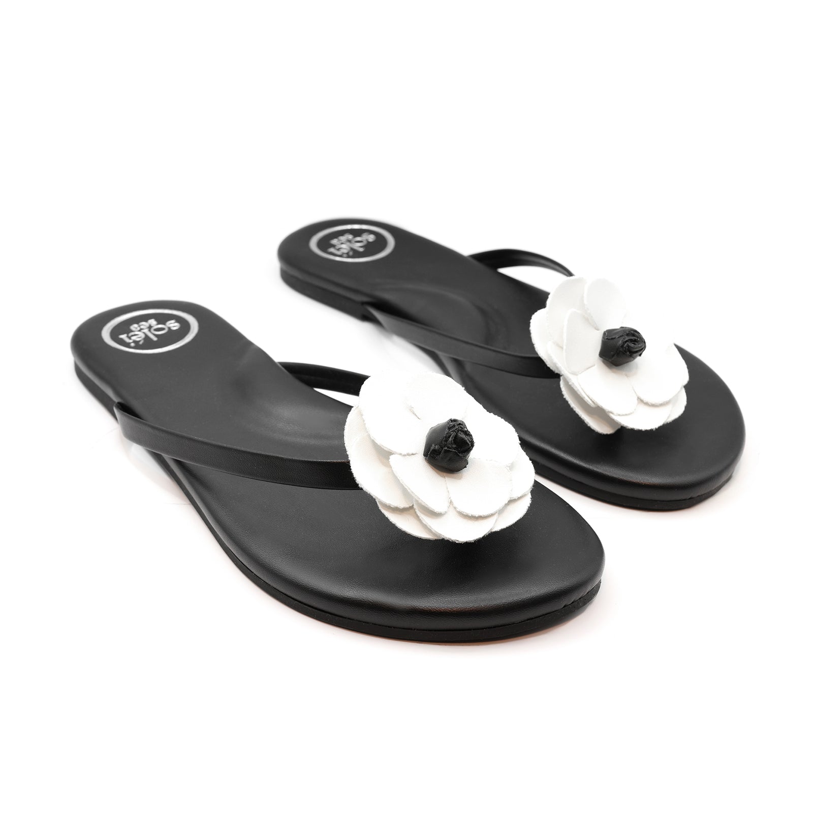 Valentina Slide Sandal in Black and White