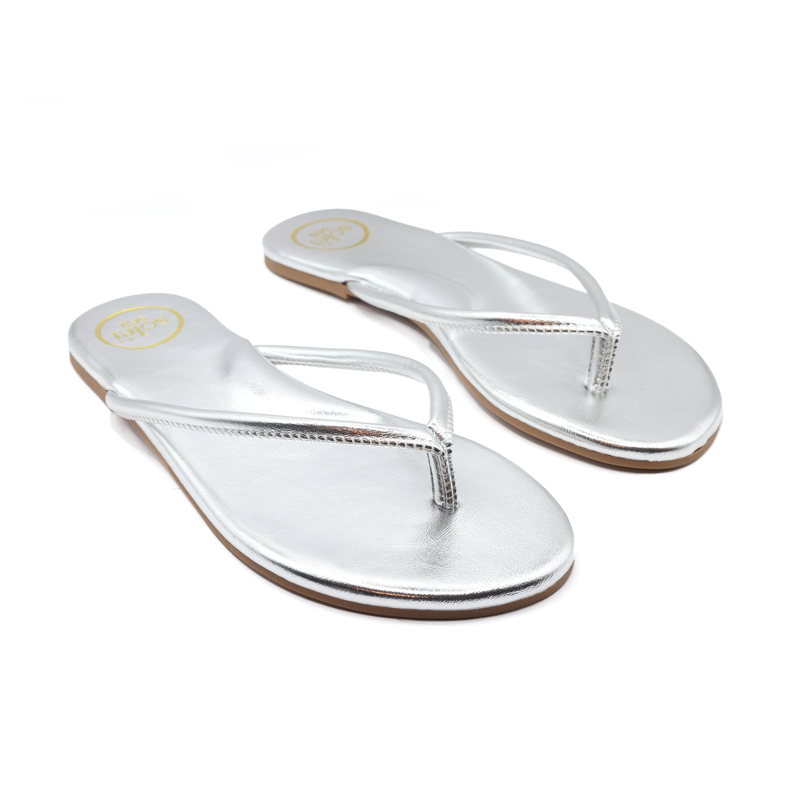 Vivie Slide Sandal in Metallic Silver