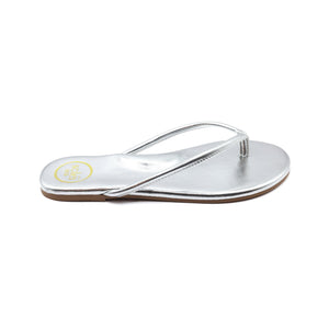 Vivie Slide Sandal in Metallic Silver