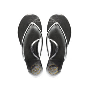 Vivie Slide Sandal in Metallic Silver