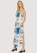 Load image into Gallery viewer, Azure Paradiso Strapless Maxi Dress in Cream/Blue Multi
