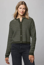 Load image into Gallery viewer, Amber Stripe Crop Cardigan in Green Spruce/Pale Oak
