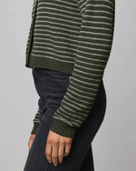 Load image into Gallery viewer, Amber Stripe Crop Cardigan in Green Spruce/Pale Oak
