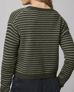 Load image into Gallery viewer, Amber Stripe Crop Cardigan in Green Spruce/Pale Oak
