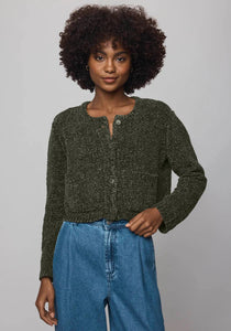 Andrea Crop Cardigan in Green Spruce