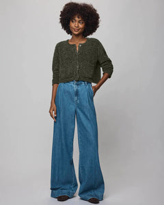 Andrea Crop Cardigan in Green Spruce