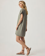 Load image into Gallery viewer, Lauren Dress in Soft Vintage Olive Branch
