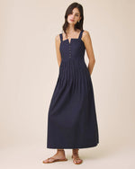Load image into Gallery viewer, Maggie Poplin Midi Dress in Navy
