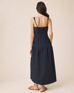 Load image into Gallery viewer, Maggie Poplin Midi Dress in Navy

