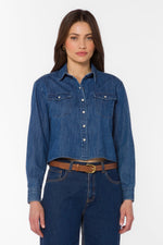 Load image into Gallery viewer, Wilson Cropped Button Down in Calva
