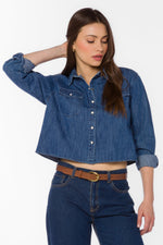 Load image into Gallery viewer, Wilson Cropped Button Down in Calva
