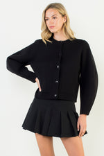 Load image into Gallery viewer, Long Sleeve Cropped Cardigan in Black
