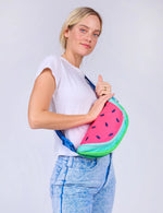 Load image into Gallery viewer, Neon Watermelon Slice Sling Bag
