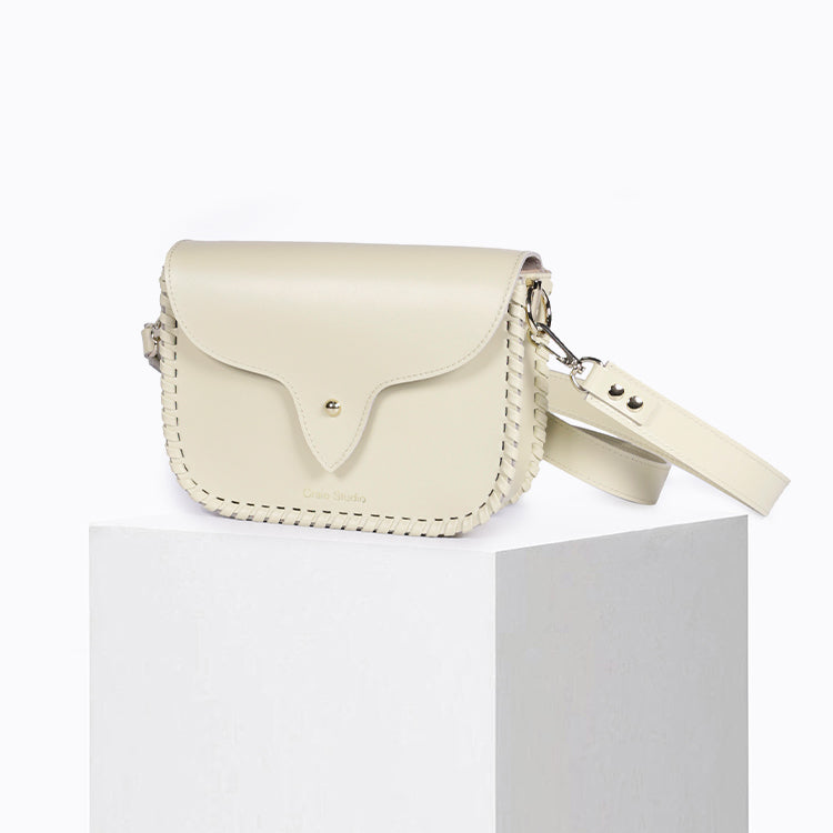West Calf Leather Bag in Cream