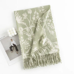 Ink Blot Floral Scarf in Sage