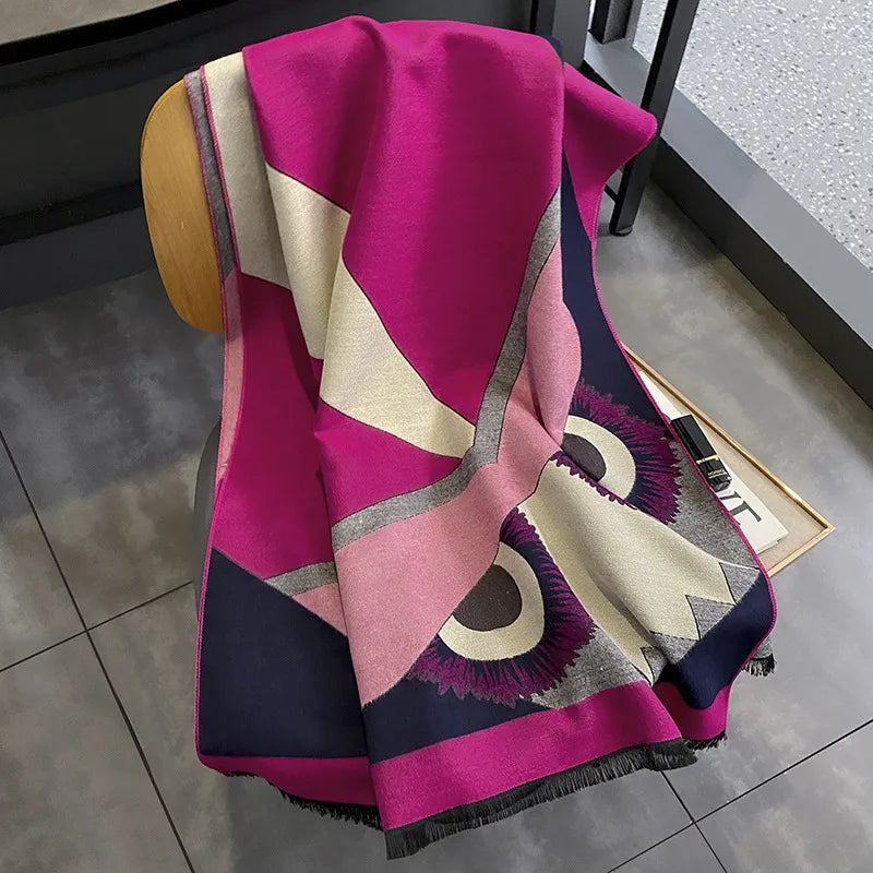 Abstract Sunflower Scarf in Magenta