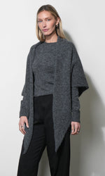 Load image into Gallery viewer, Yumi Sweater Top/Shawl Set in Charcoal
