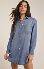 Load image into Gallery viewer, Dover Chambray Dress in Sun Bleached Indigo
