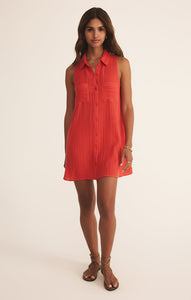 New Light Gauze Mini Dress in Cabana Red
