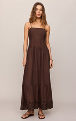 Load image into Gallery viewer, Esti Embroidered Maxi Dress in Chocolate Cherry
