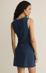 Load image into Gallery viewer, Mattie Jersey Denim Mini Dress in Indigo
