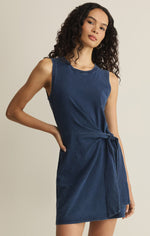 Load image into Gallery viewer, Mattie Jersey Denim Mini Dress in Indigo
